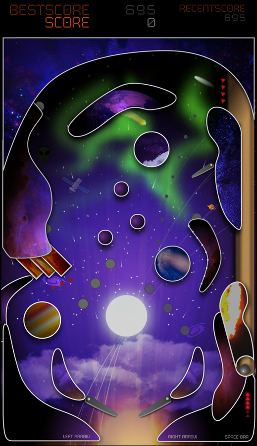 Online Virtual Pinball Machine Game Screen Screenshot.