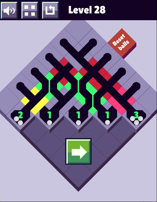 Pipe Ball Puzzle Game Level Complete Screen Screenshot.