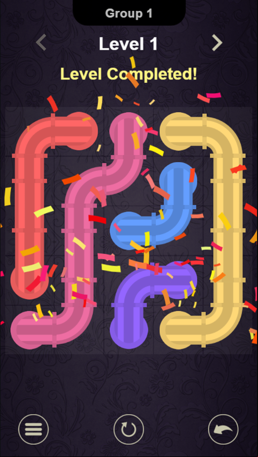 Pipe Connect Game Level Completed Screenshot.