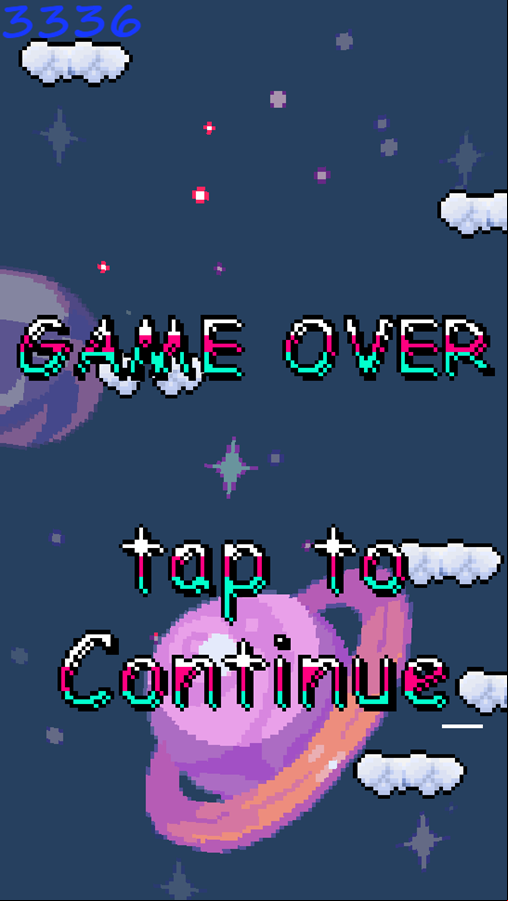 Pixel Jumper Game Over Screenshot.