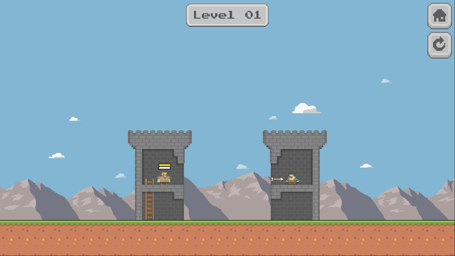 Pixel Tower Battle Game Level Play Screenshot.
