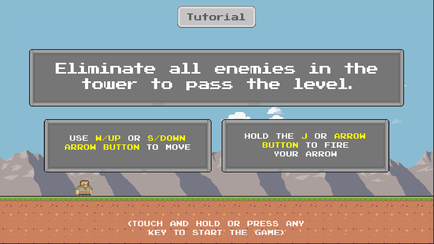 Pixel Tower Battle Game Tutorial Screenshot.