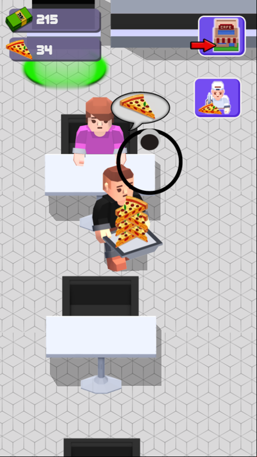 Pizza Cafe Tycoon Game Serve Pizza Screenshot.