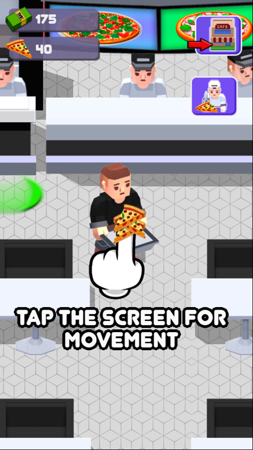 Pizza Cafe Tycoon Game Tap For Movement Screenshot.