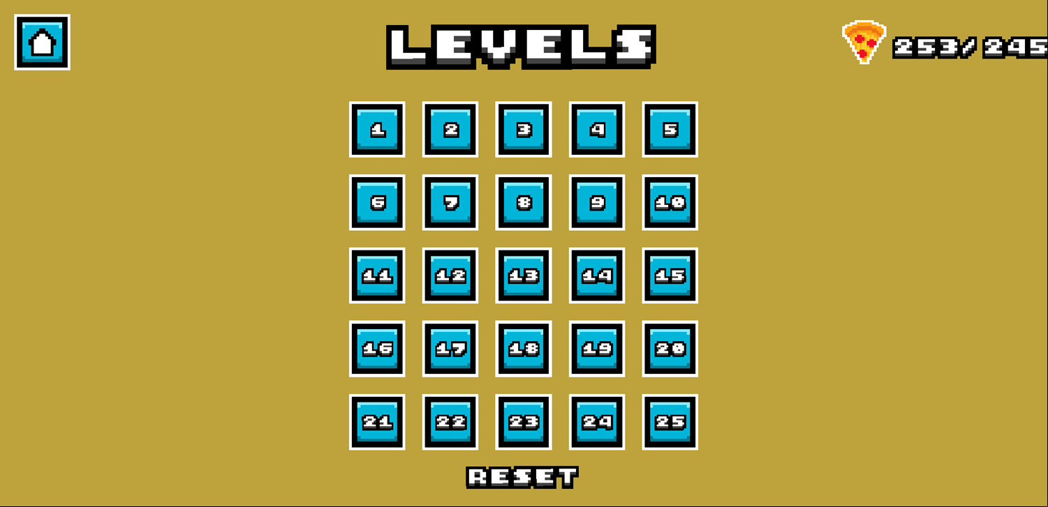 Pizza Guy Puzzle Game Level Select Screen Screenshot.