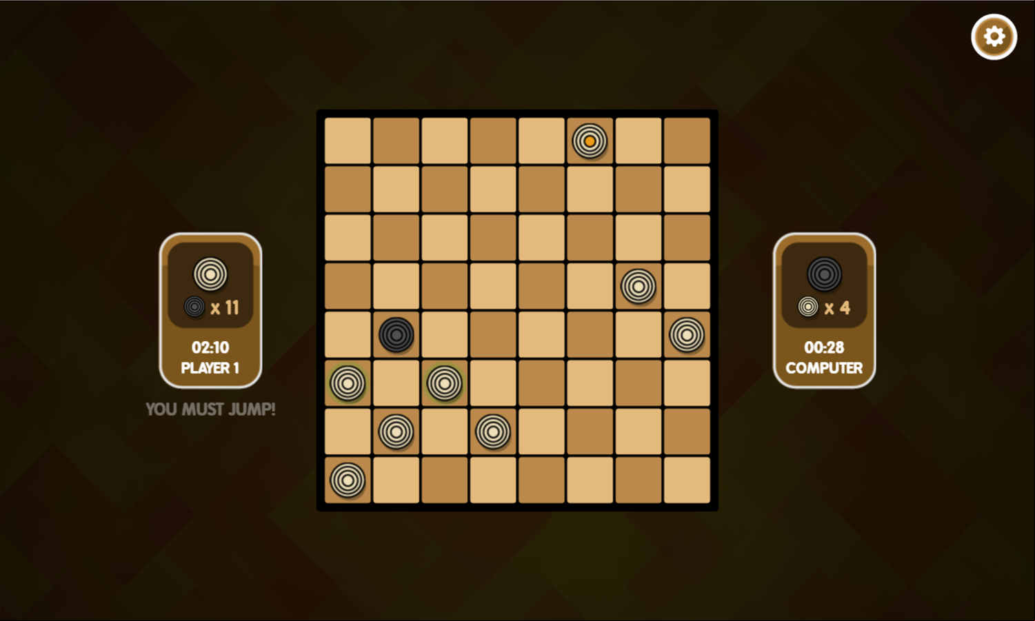 Play Checkers Gameplay Screenshot.