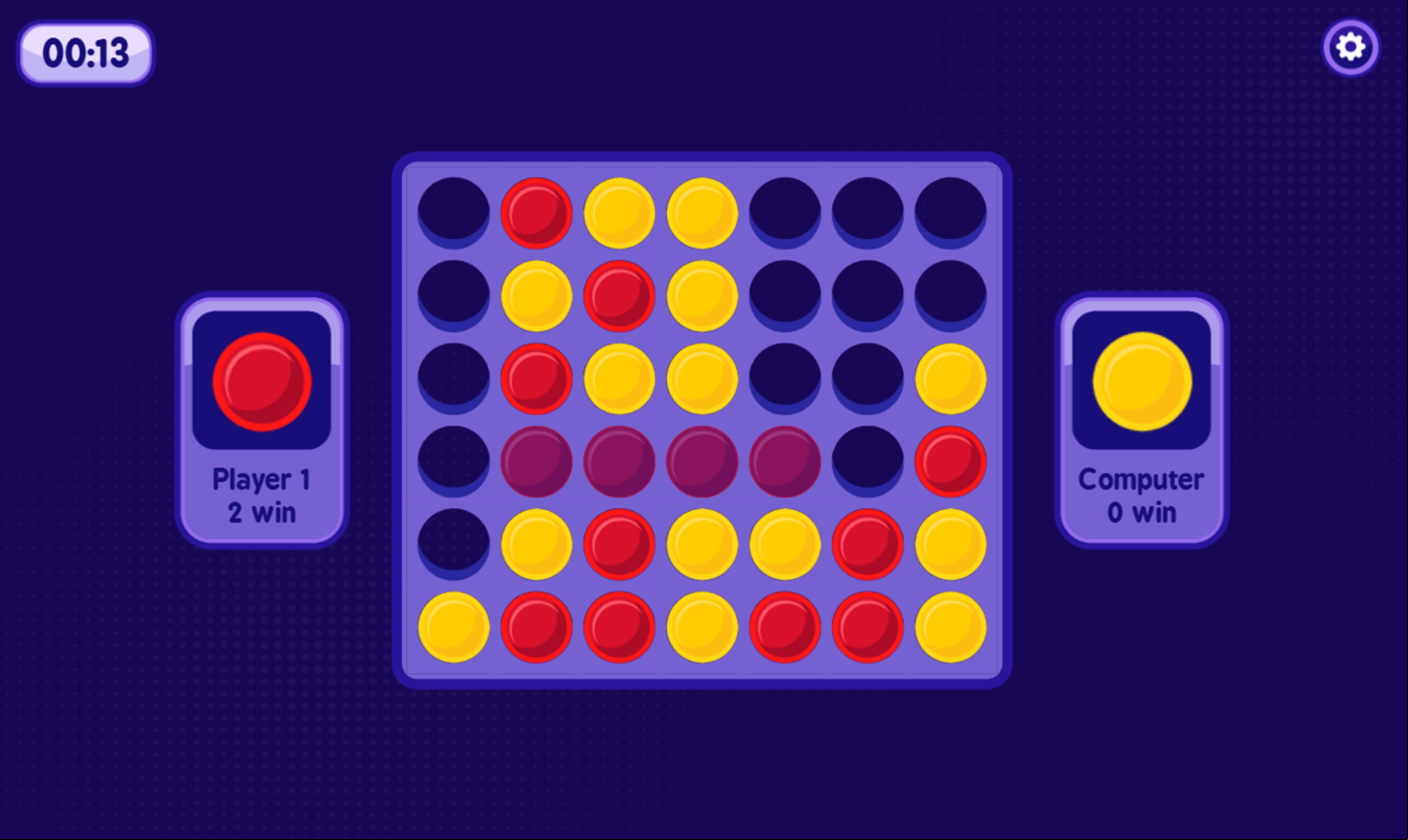Play Connect Four Game Progress Screenshot.