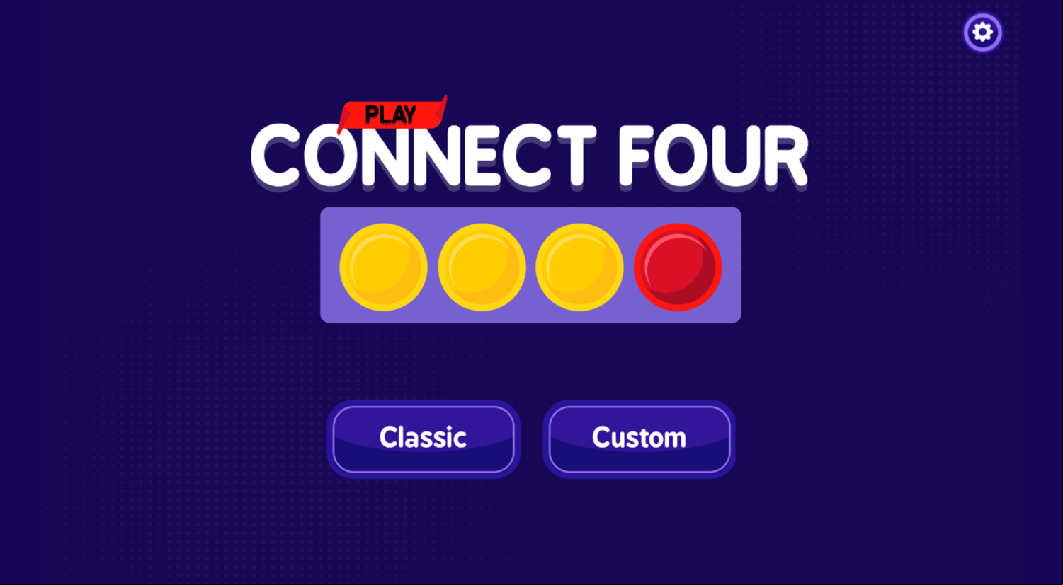 Play Connect Four Game Welcome Screen Screenshot.