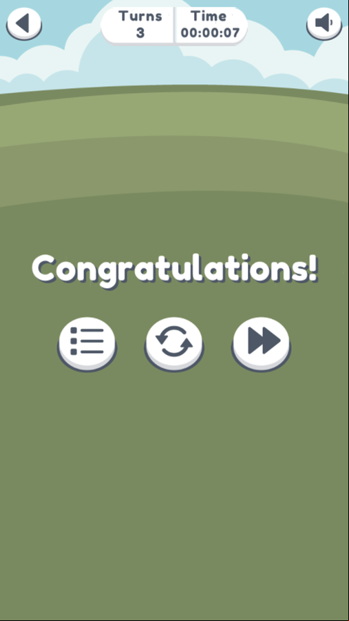 Playing Cards Memory Game Level Completed Screenshot.