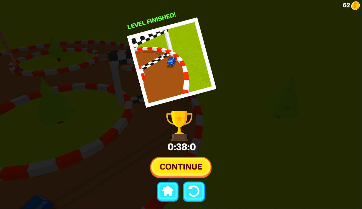 Pocket Drift Game Level Finished Screenshot.