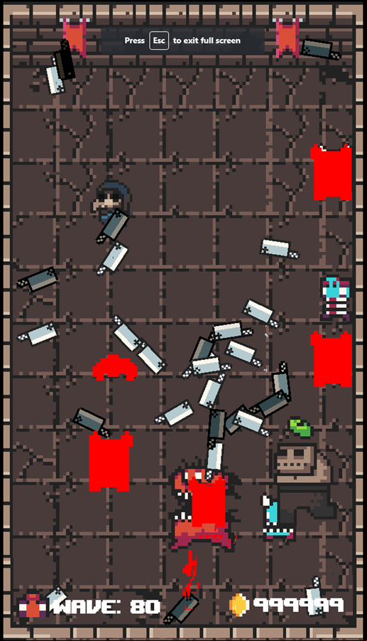Pocket Dungeon Survivor Game Attacking Screenshot.