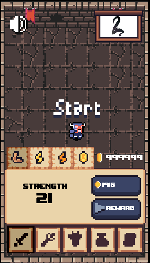 Pocket Dungeon Survivor Game Upgrades Menu Screen Screenshot.