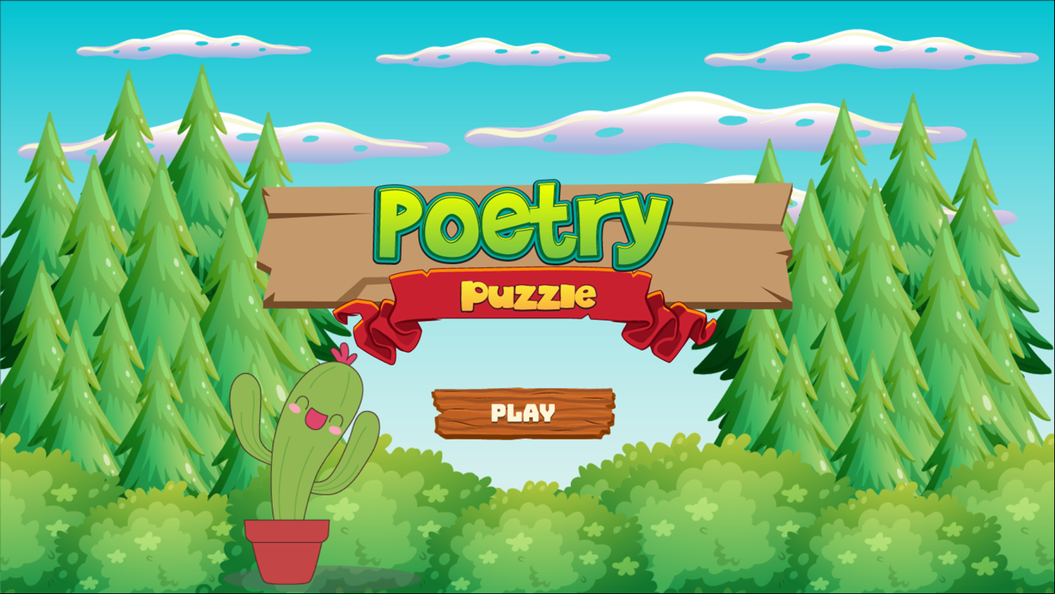 Poetry Puzzle Game Welcome Screen Screenshot.