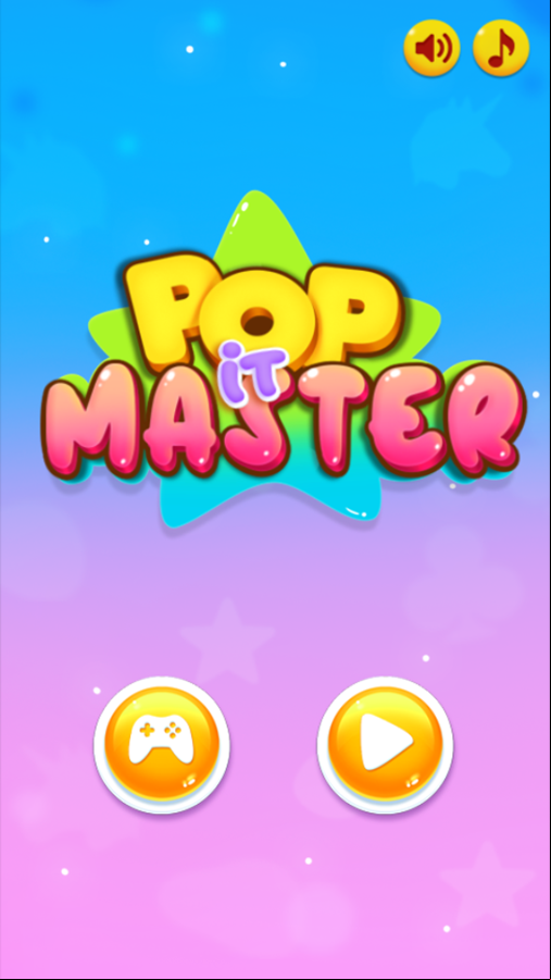 Pop It Master Game Welcome Screen Screenshot.