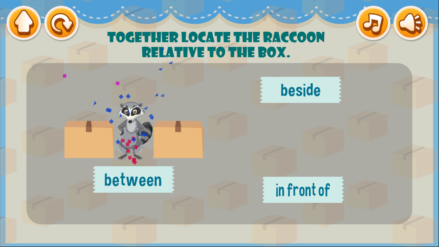 Prepositions of Movement Game Answer Screenshot.