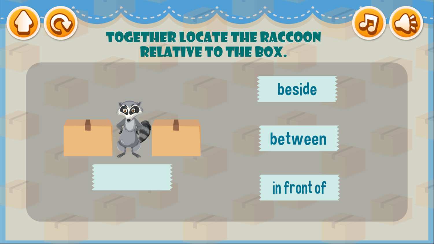 Prepositions of Movement Game Question Screenshot.