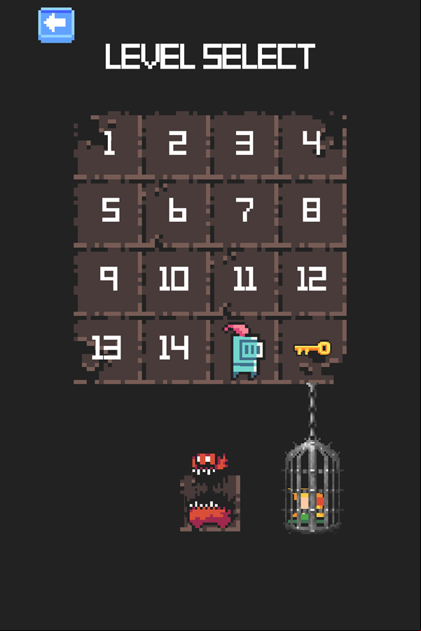 Princess Rescue Game Level Select Screen Screenshot.