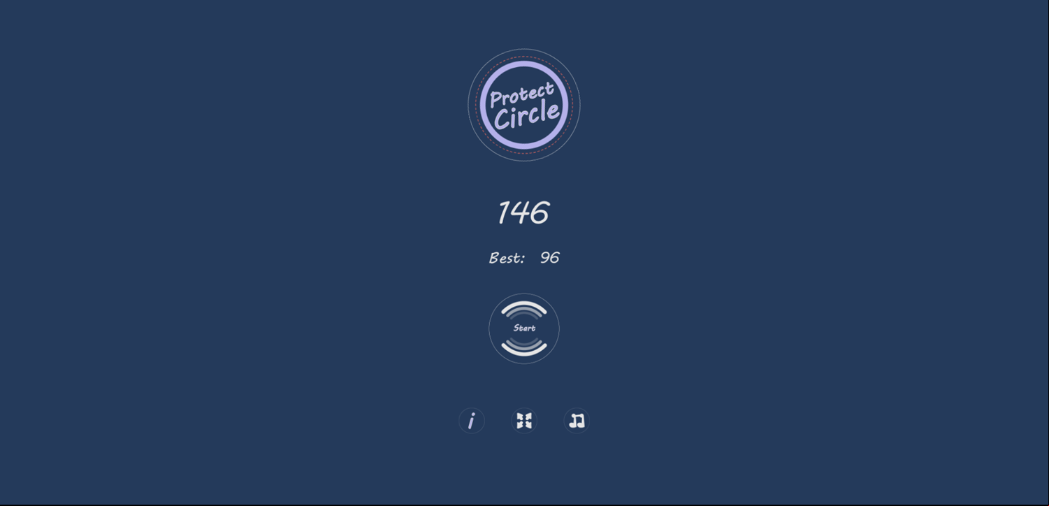 Protect Circle Game Welcome Screen Screenshot.
