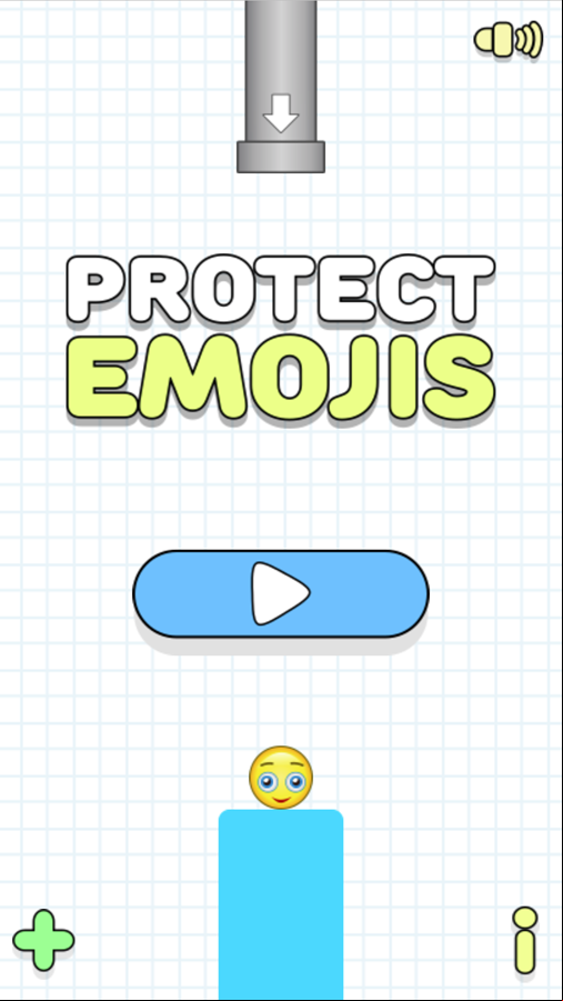 Protect Emojis Game Welcome Screen Screenshot.