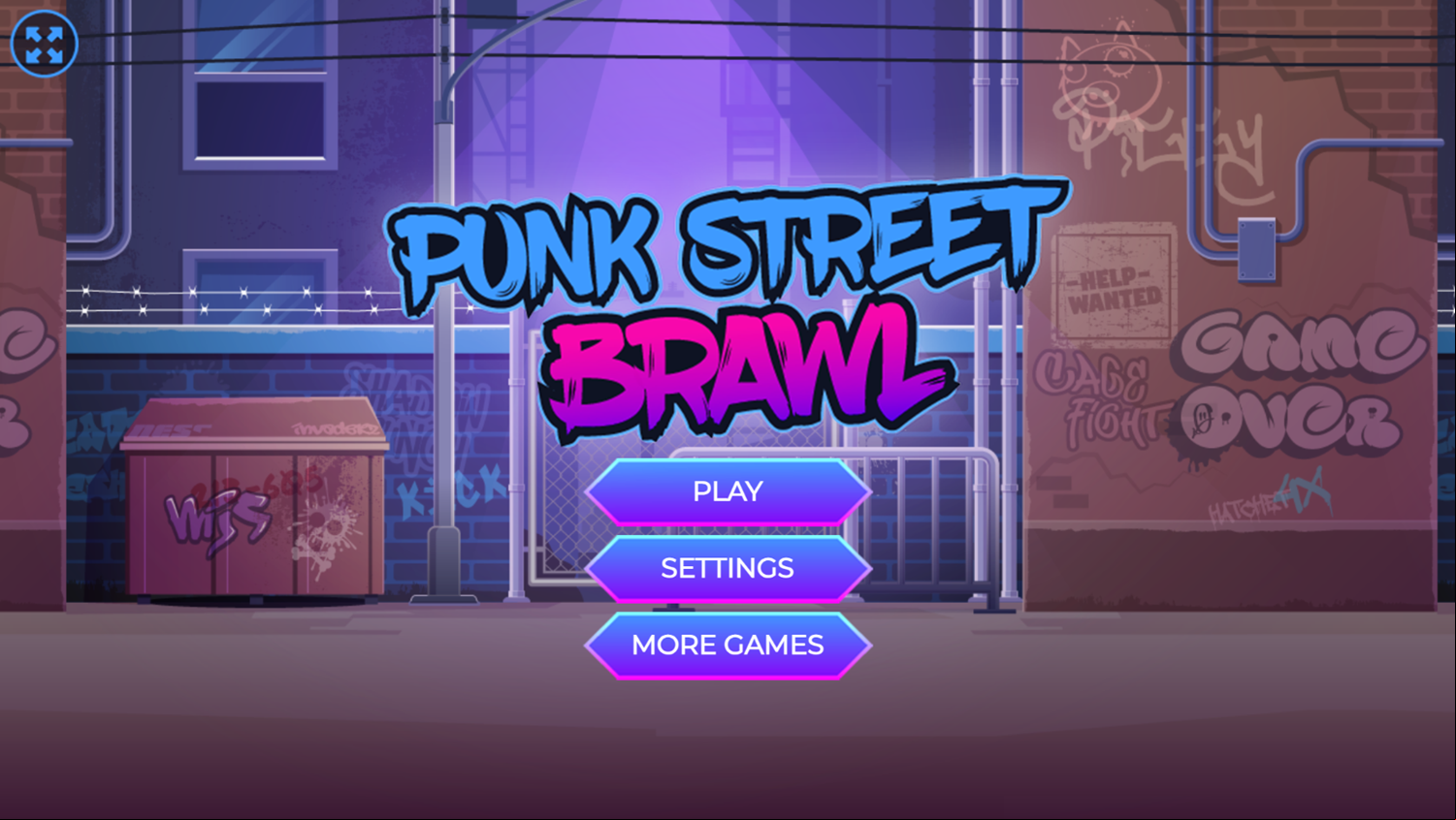 Punk Street Brawl Game Welcome Screen Screenshot.