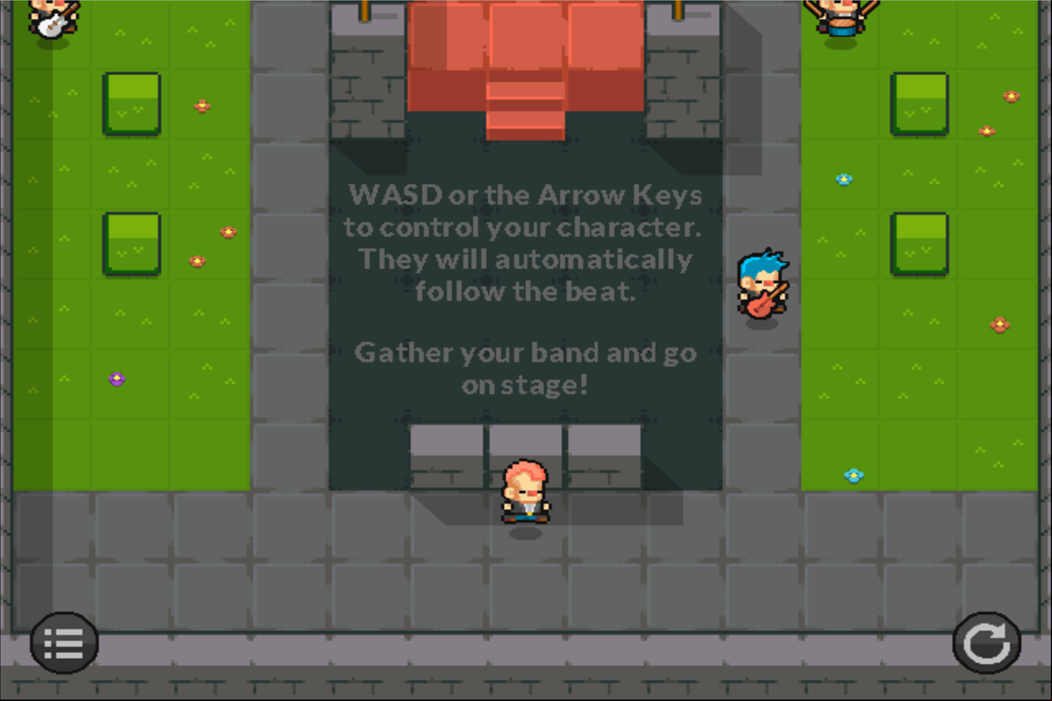 PunkRow Game Movement Instructions Screenshot.