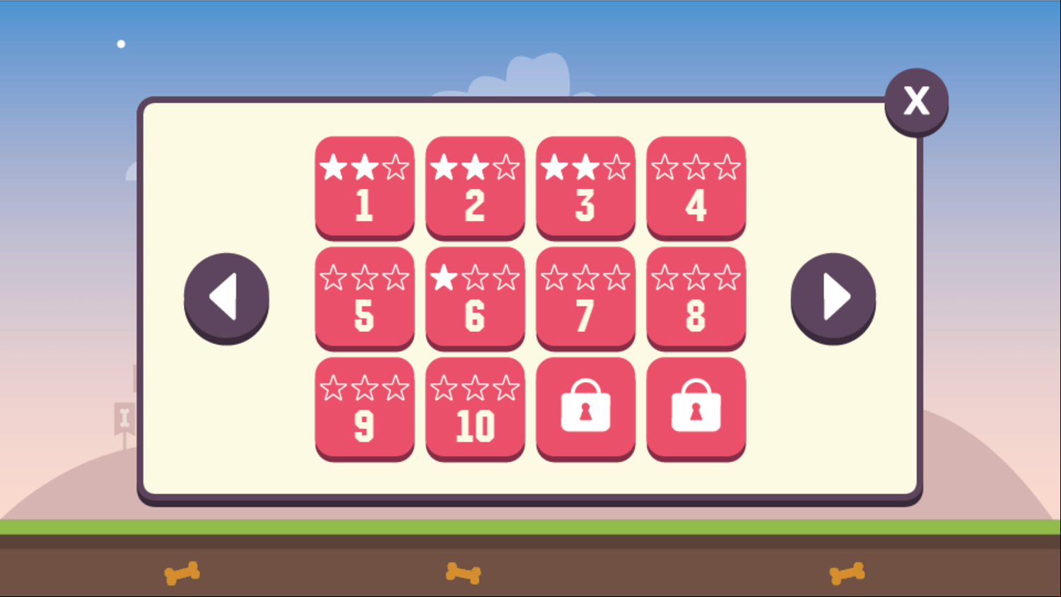 Puppy Rescue Game Level Select Screen Screenshot.