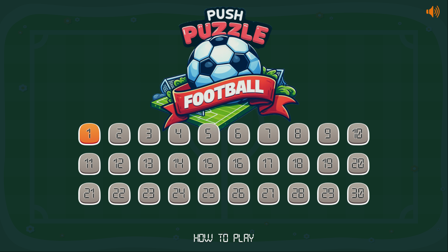 Push Puzzle Football Game Welcome Screen Screenshot.