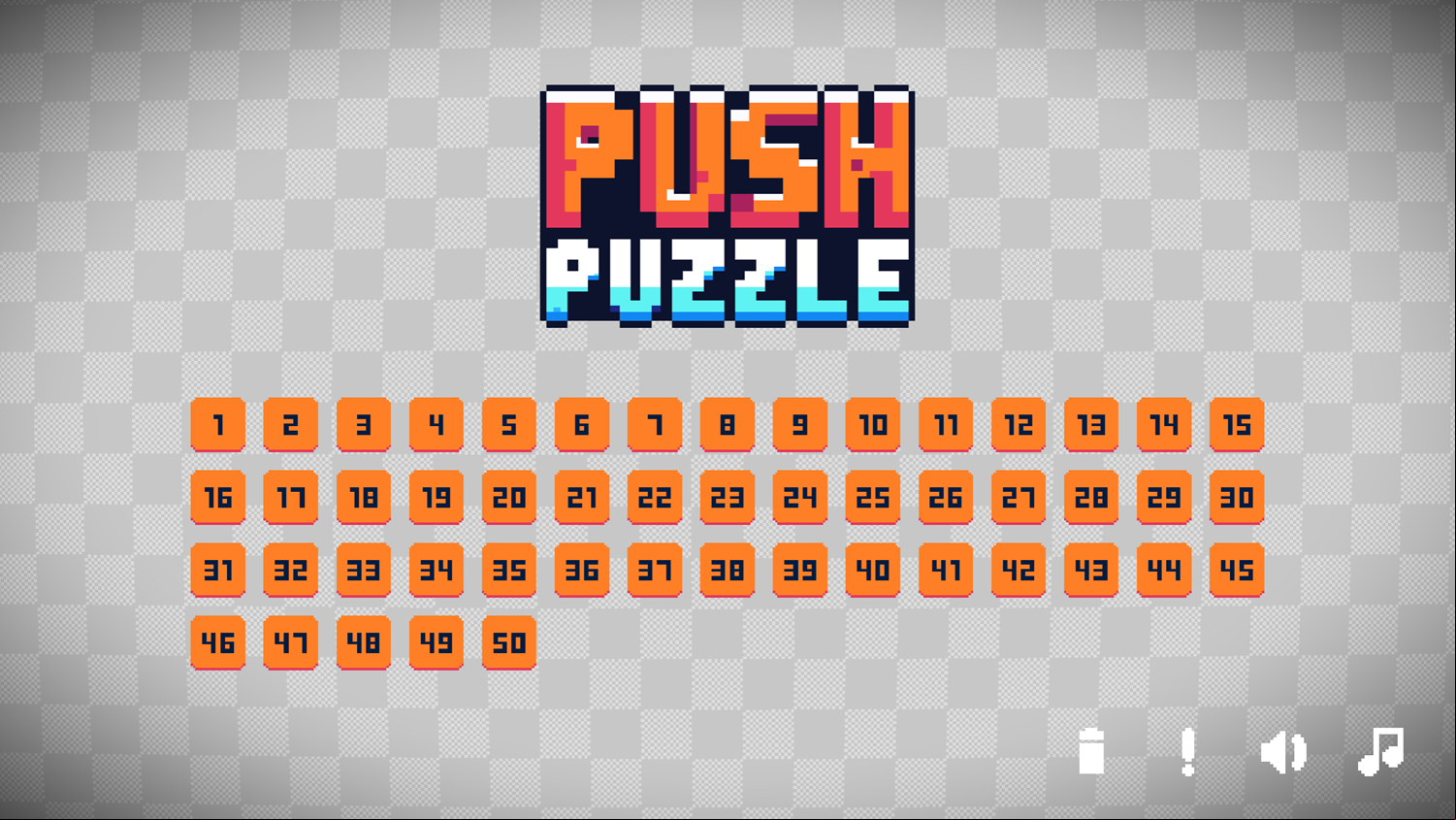 Push Puzzle Game Welcome Screen Screenshot.