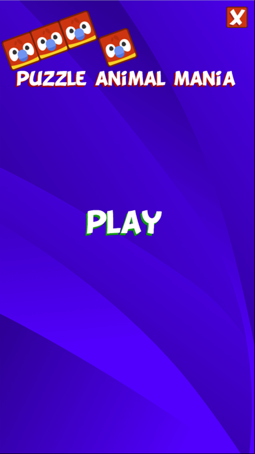 Puzzle Animal Mania Game Welcome Screen Screenshot.