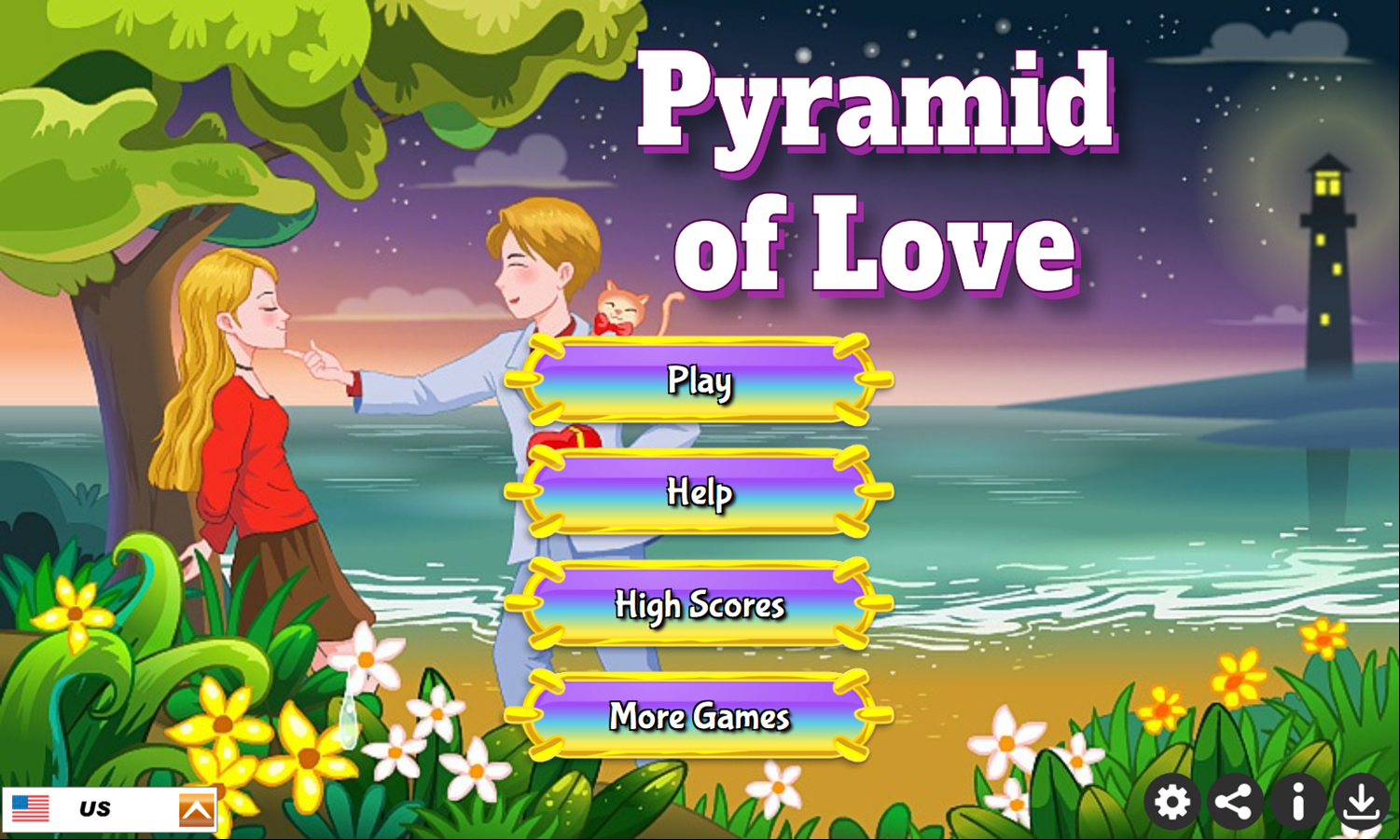 Pyramid of Love Solitaire Game Welcome Screen Screenshot.