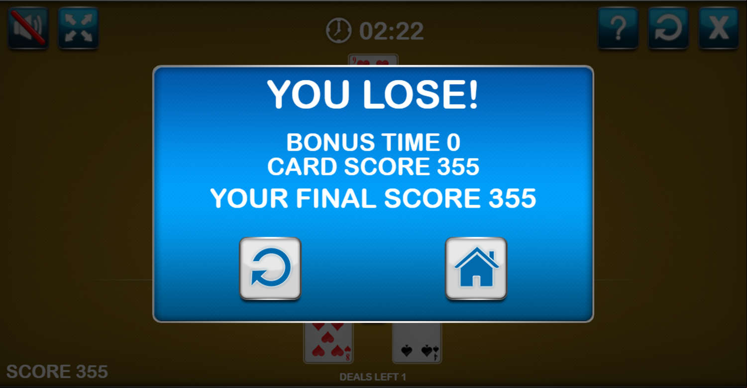 Pyramid Solitaire You Lose Screenshot.