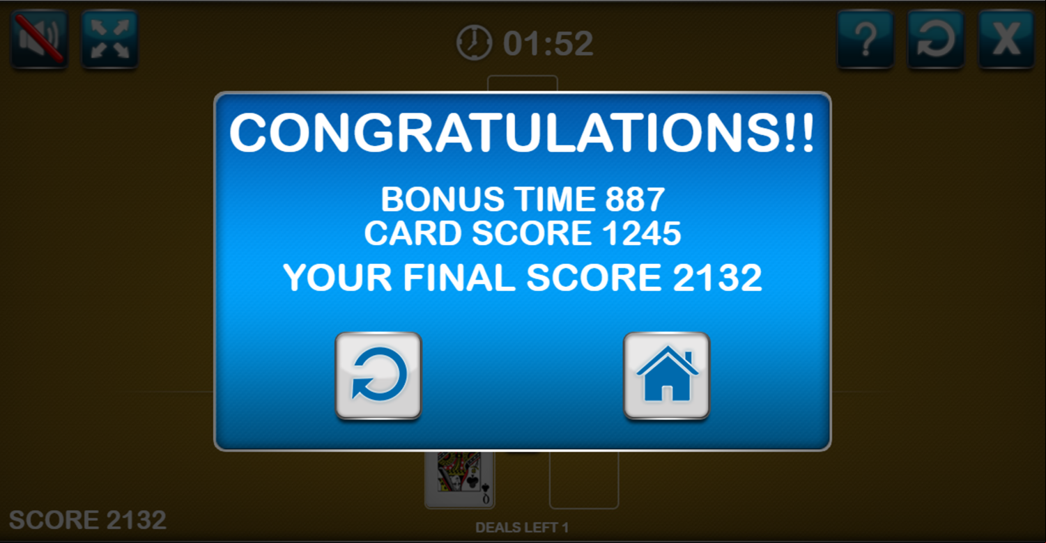 Pyramid Solitaire You Win Screenshot.