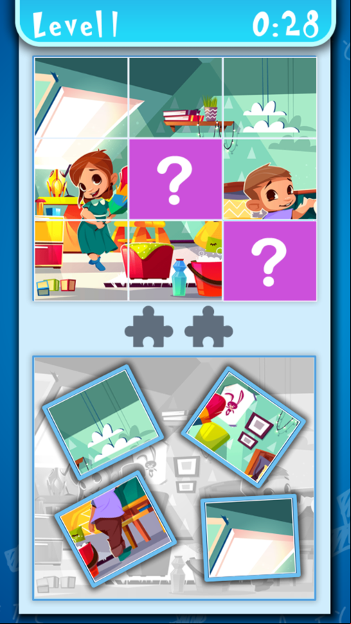 Quebra Cabecas Game Level Start Screenshot.