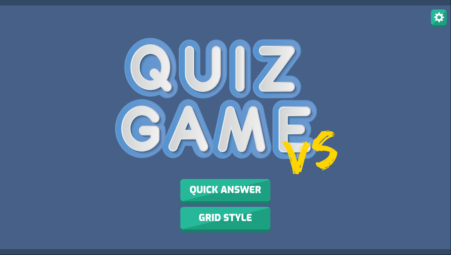 Quiz Game Vs Game Welcome Screen Screenshot.