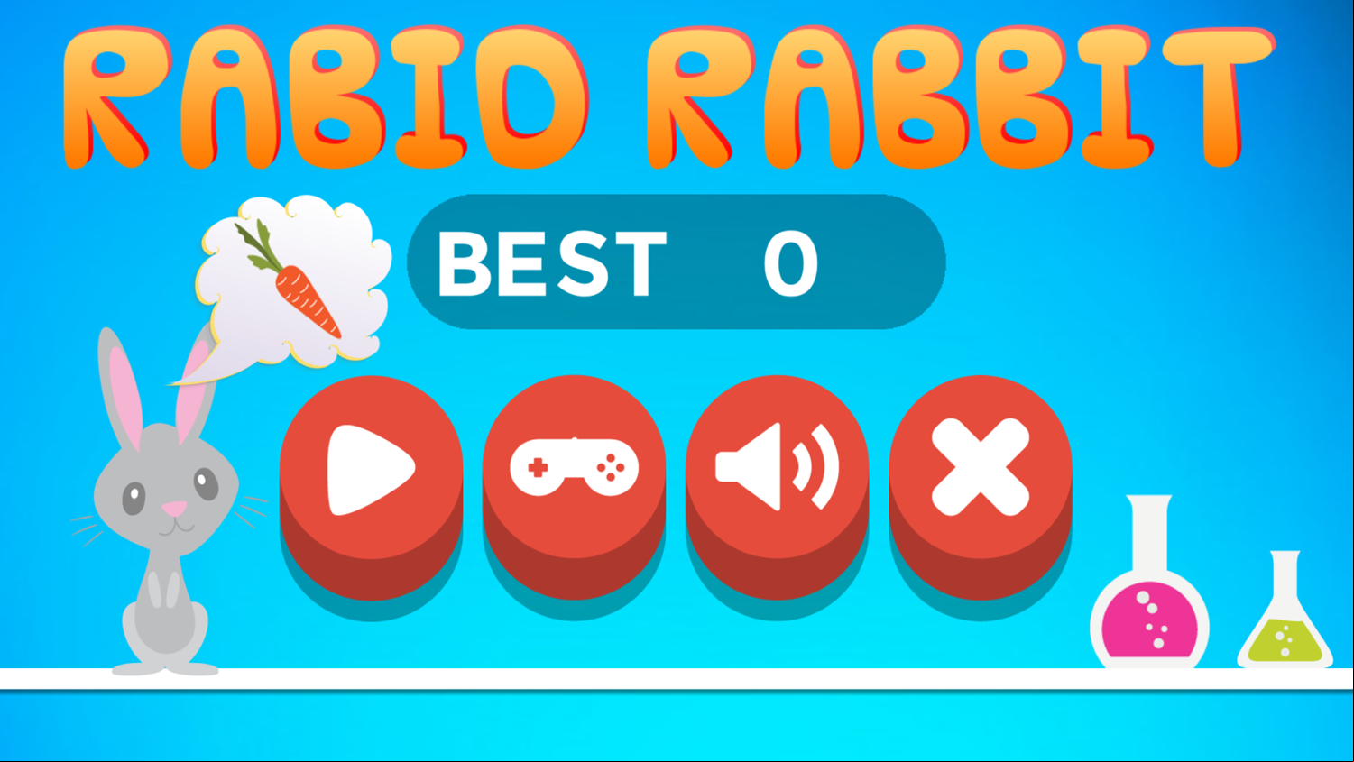 Rabid Rabbit Game Welcome Screen Screenshot.