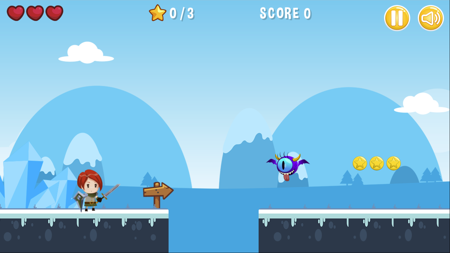 Redhead Knight Game Snowland Level Screenshot.