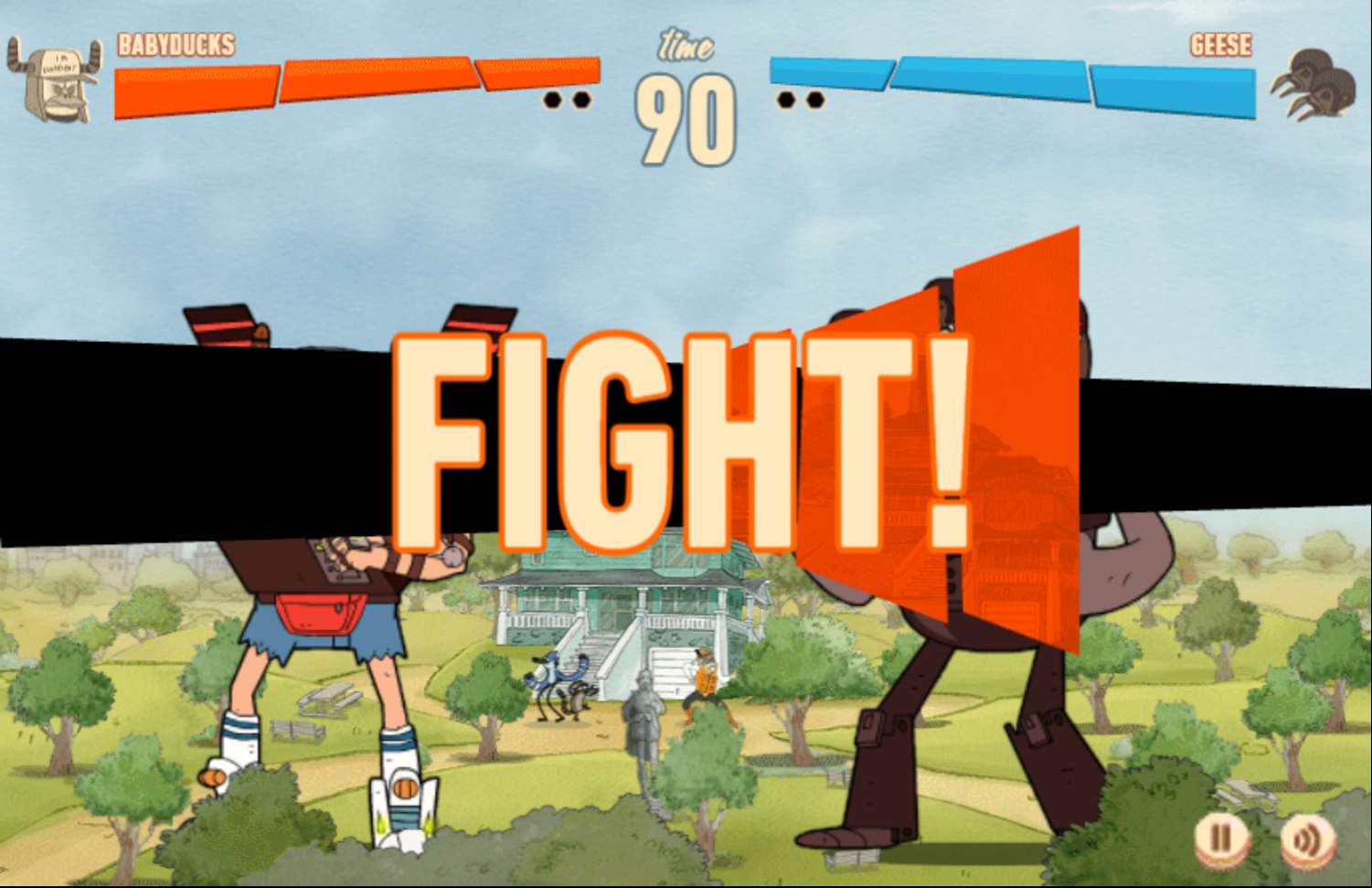 Regular Show Battle of the Behemoths Game Fight Start Screenshot.