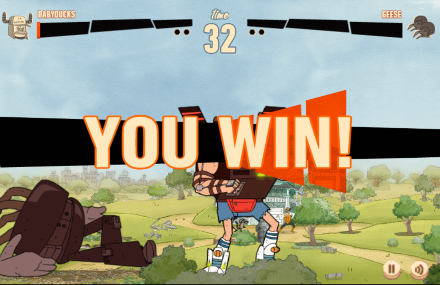 Regular Show Battle of the Behemoths Game You Win Screenshot.