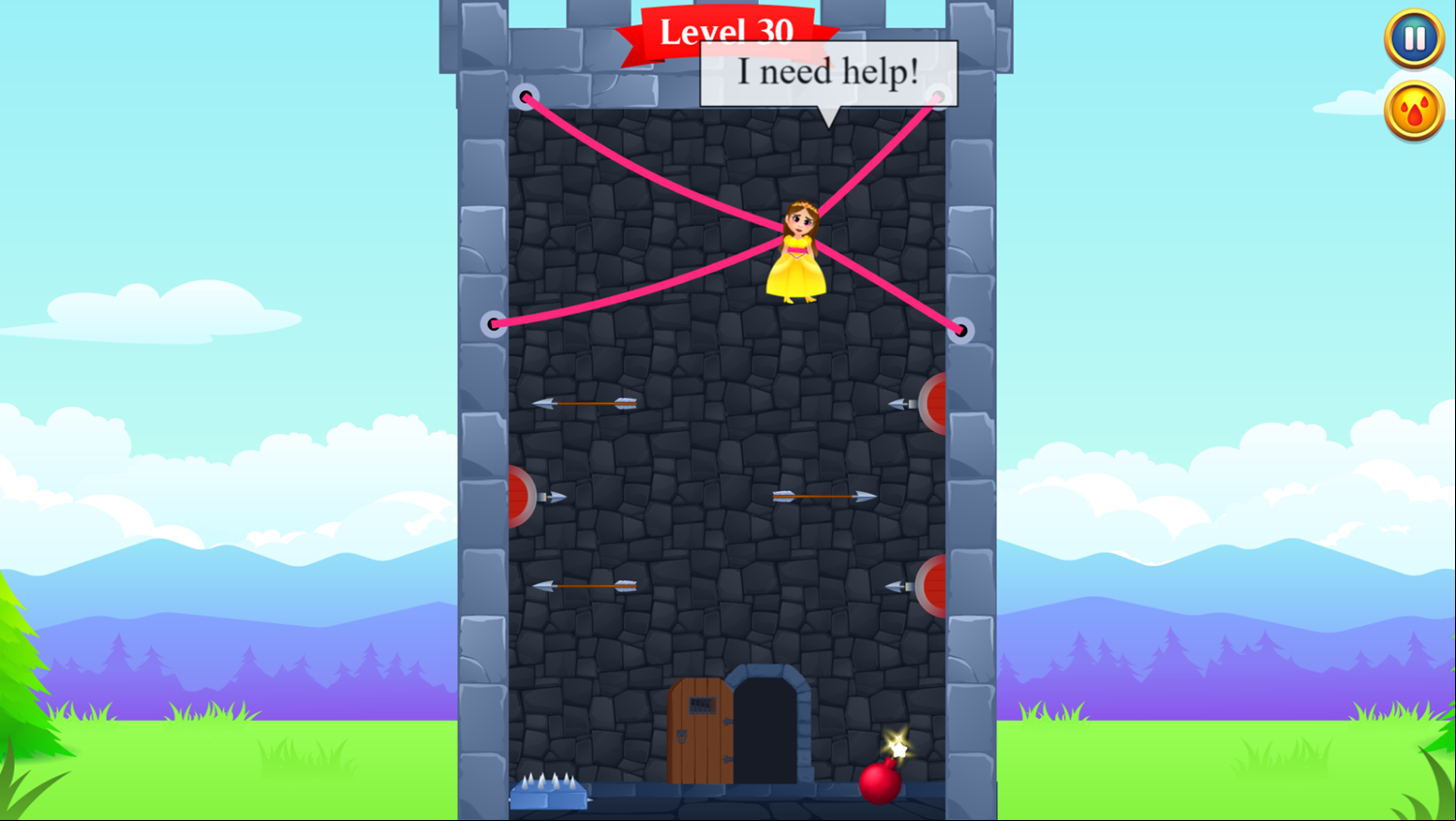 Princess Rescue Cut Rope Game Final Level Screenshot.