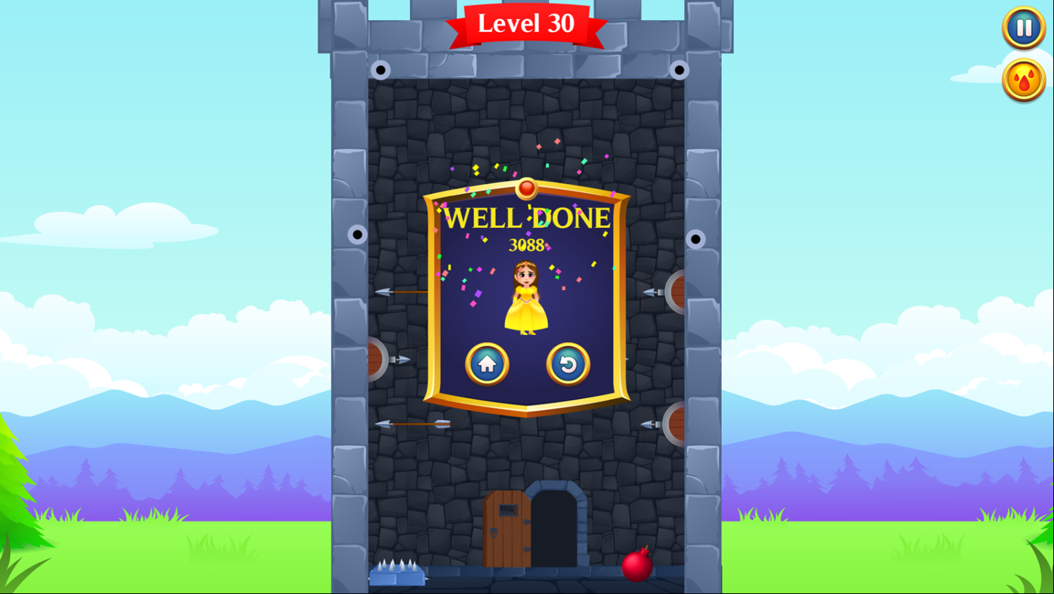 Princess Rescue Cut Rope Game Complete Screenshot.