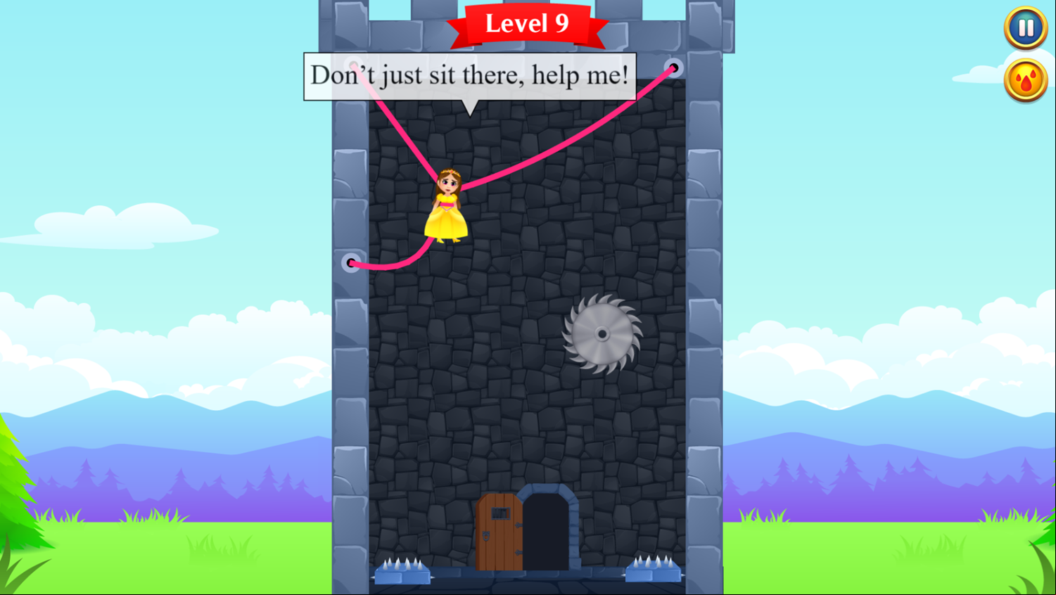 Princess Rescue Cut Rope Game Next Level Screenshot.