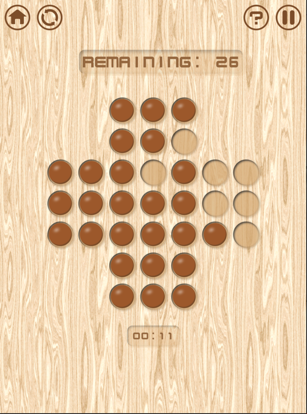 Resta Um Peg Solitaire One Side Done Screenshot.