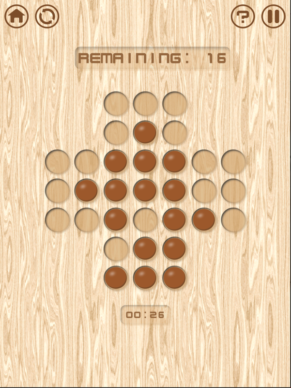 Resta Um Peg Solitaire Three Sides Done Screenshot.