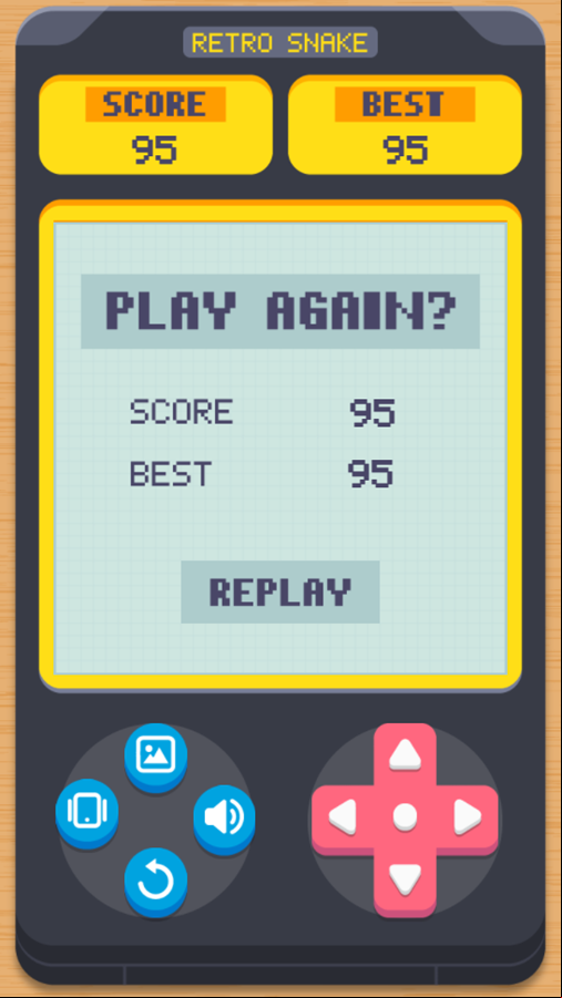 Retro Snake Game Over Screenshot.
