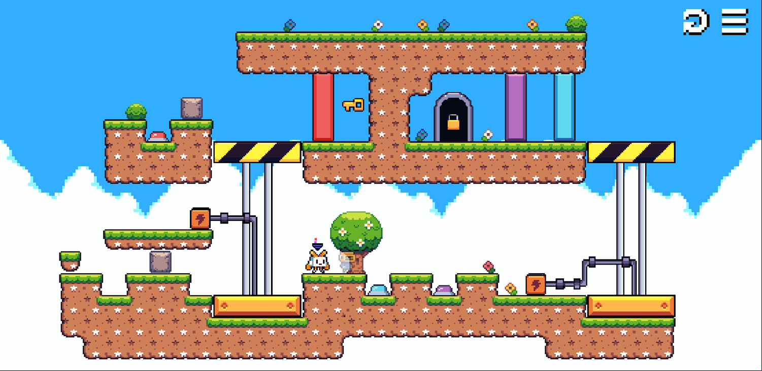 Roboduo Game Level With a Locked Door Screenshot.