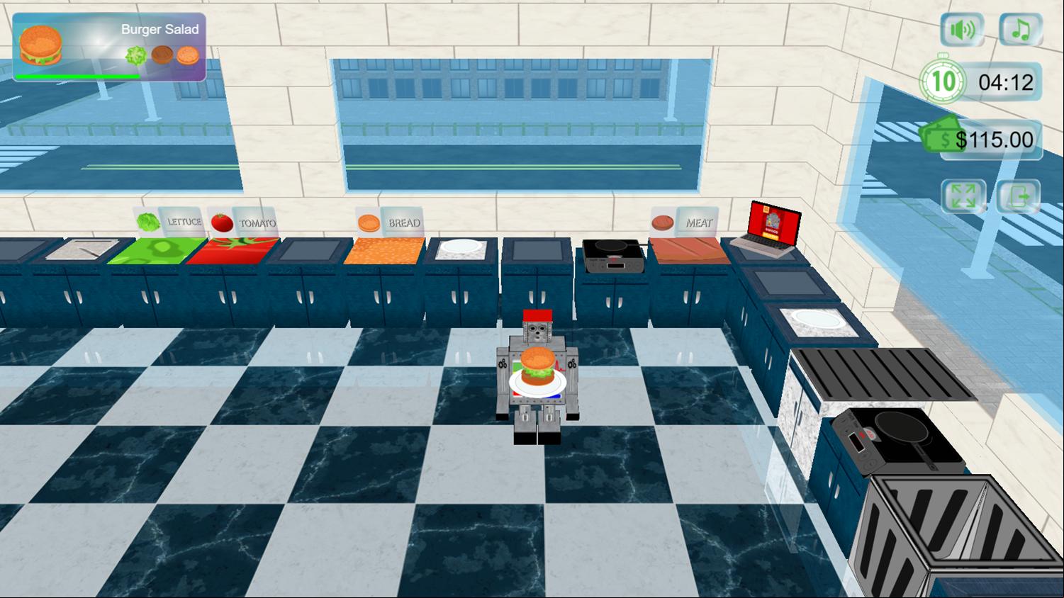 Robot's Kitchen Game Play Screenshot.