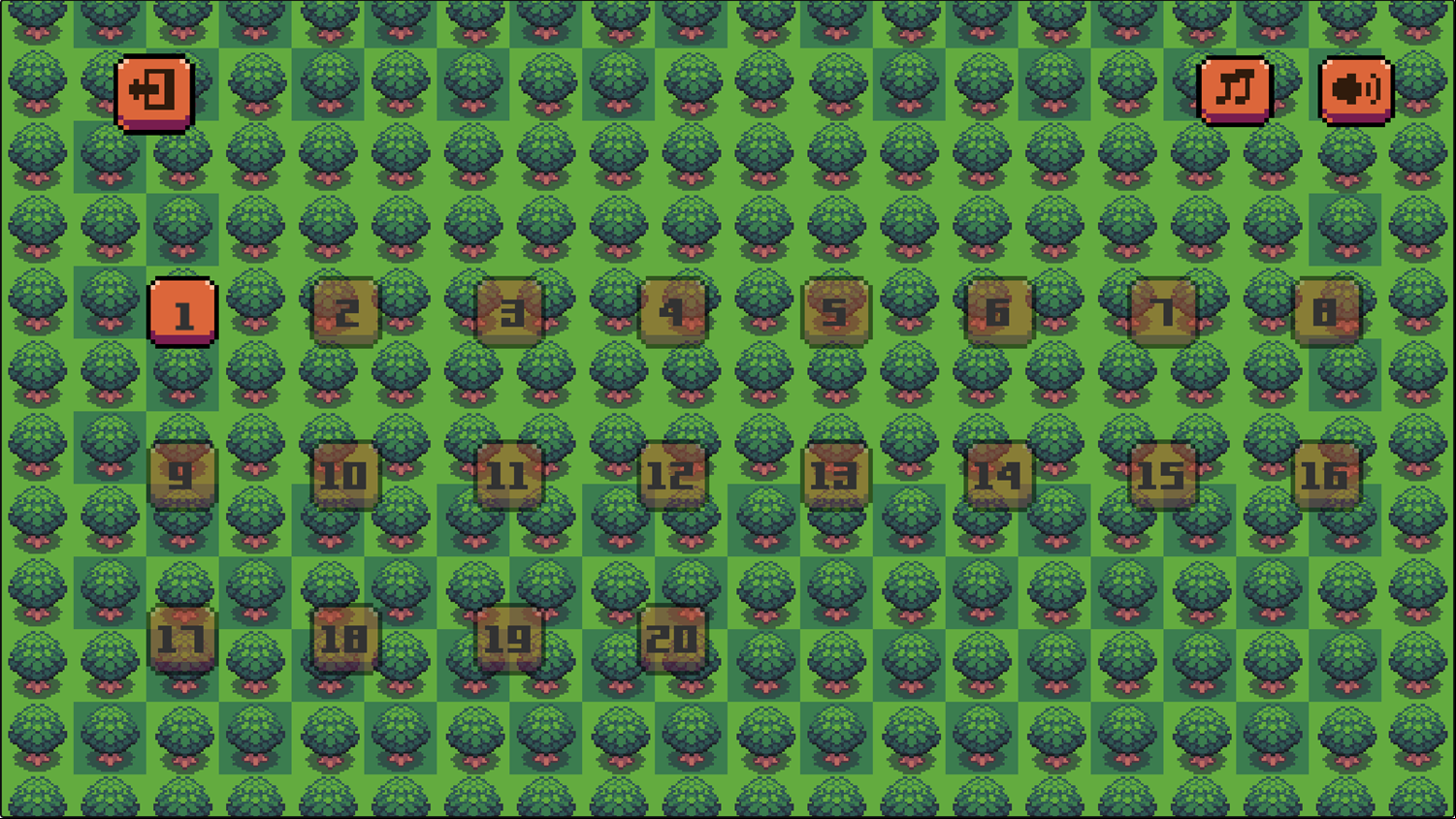 Rock Forest Game Level Select Screenshot.