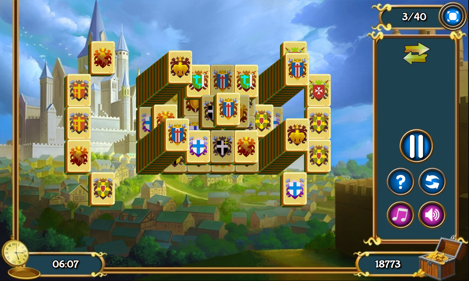 Royal Tower Mahjong Game Level Progress Screenshot.