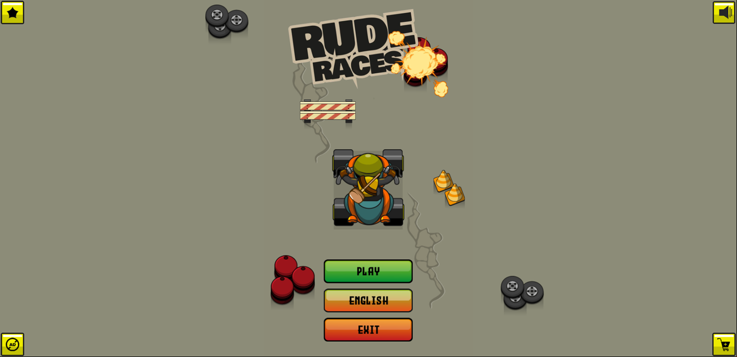 Rude Races Game Welcome Screen Screenshot.