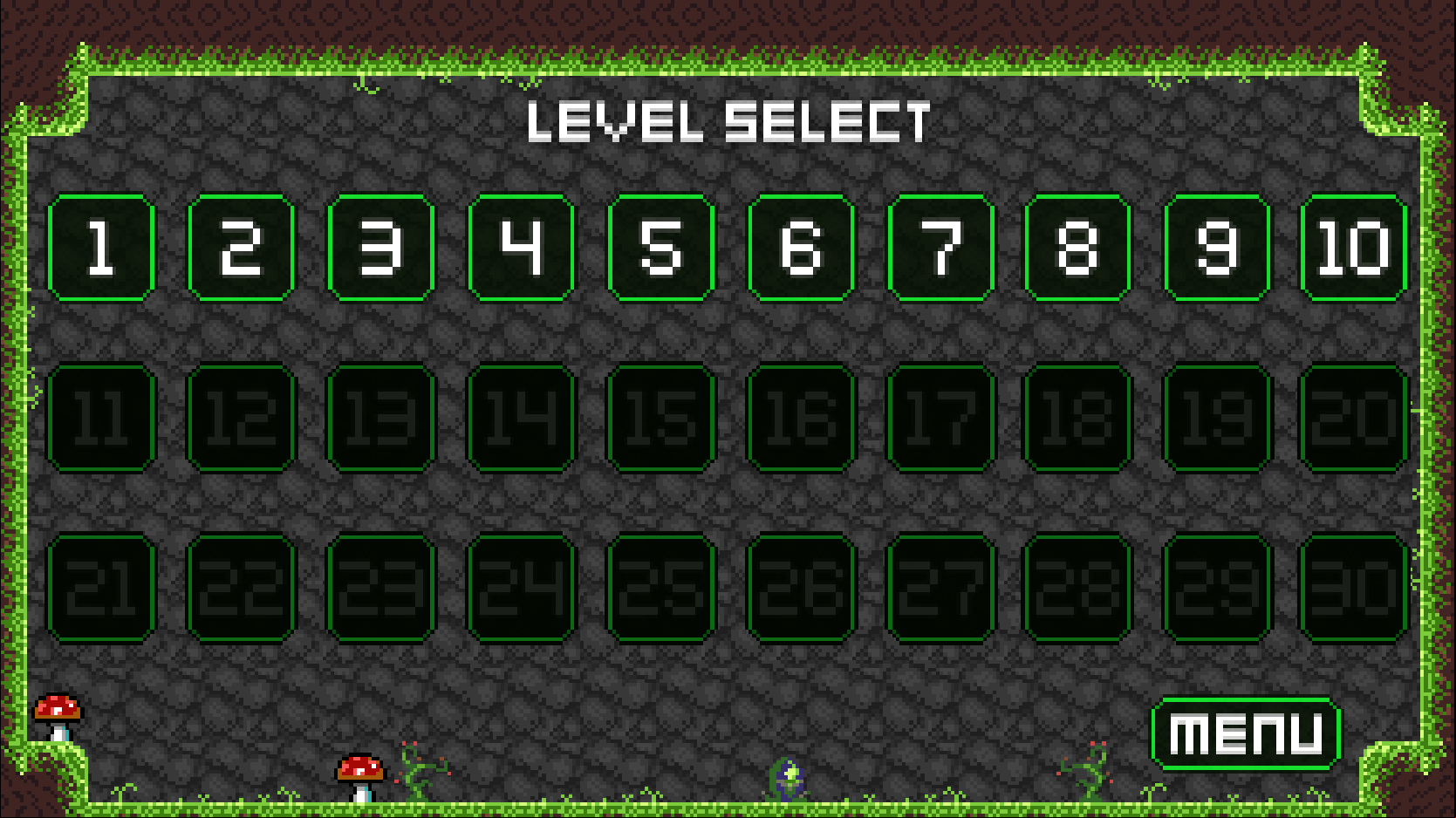 Run Away Level Select Screen Screenshot.